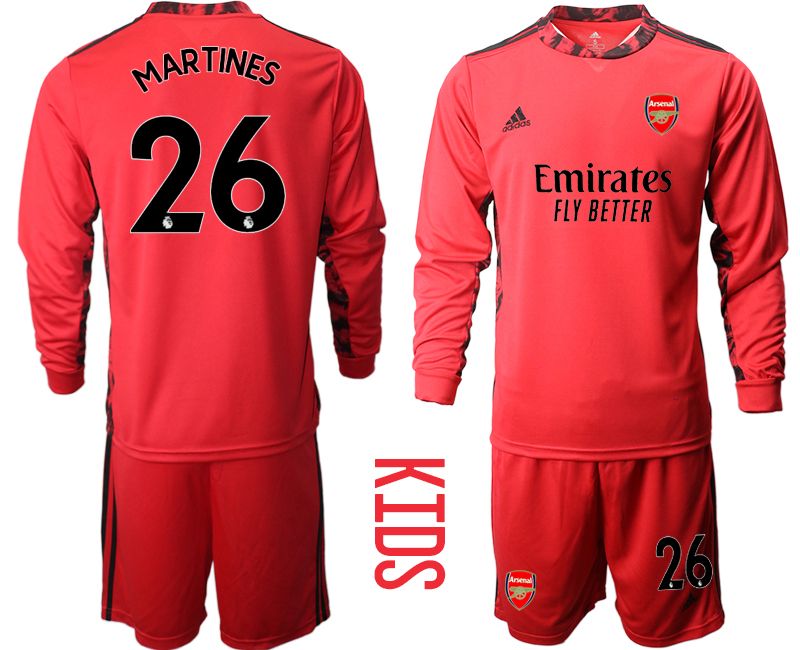 Youth 2020-2021 club Arsenal red long sleeved Goalkeeper #26 Soccer Jerseys